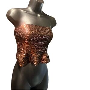 80s Vintage Copper Sequin Tube Top